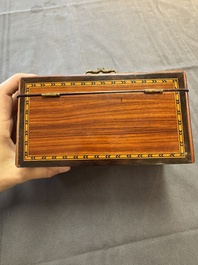 A group of six wooden tea caddies with inlaid decoration, The Netherlands, 18th C.