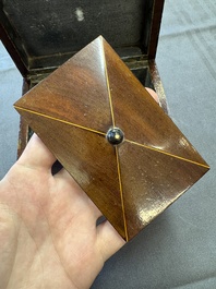 A group of six wooden tea caddies with inlaid decoration, The Netherlands, 18th C.