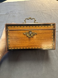 A group of six wooden tea caddies with inlaid decoration, The Netherlands, 18th C.