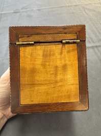 A group of six wooden tea caddies with inlaid decoration, The Netherlands, 18th C.