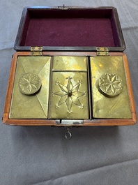 A group of six wooden tea caddies with inlaid decoration, The Netherlands, 18th C.