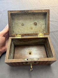 A group of six wooden tea caddies with inlaid decoration, The Netherlands, 18th C.