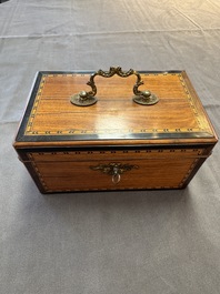 A group of six wooden tea caddies with inlaid decoration, The Netherlands, 18th C.