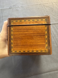 A group of six wooden tea caddies with inlaid decoration, The Netherlands, 18th C.