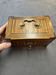 A group of six wooden tea caddies with inlaid decoration, The Netherlands, 18th C.