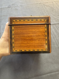 A group of six wooden tea caddies with inlaid decoration, The Netherlands, 18th C.