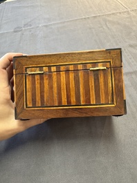 A group of six wooden tea caddies with inlaid decoration, The Netherlands, 18th C.