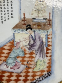 A Chinese famille rose 'poem' plaque mounted as a gu&eacute;ridon, 19th C.