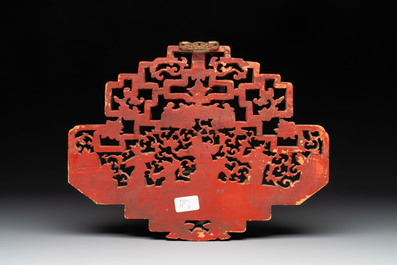 11 Chinese gilt-lacquered carved wooden panels with narrative design, 19th C.