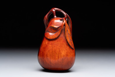 12 various Chinese carved huali and hongmu fruit-form covered boxes, 20th C.
