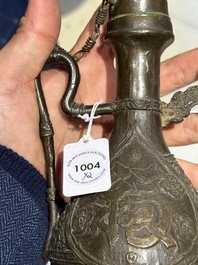 A Chinese bronze 'gu' vase and a bronze covered ewer for the Islamic market, Ming