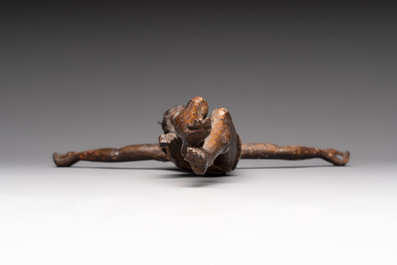 A carved wooden Corpus Christi with traces of polychromy, Spain, 16/17th C.