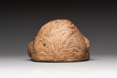 A carved limewood bearded male head, Germany, 18th C.