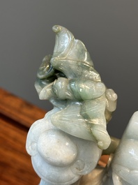 A Chinese celadon and white jade figure of Lu Xing, 20th C.