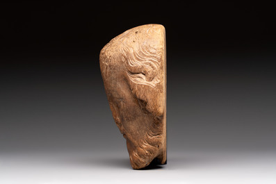 A carved limewood bearded male head, Germany, 18th C.