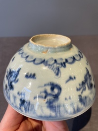 A collection of ten Chinese blue and white bowls, Ming