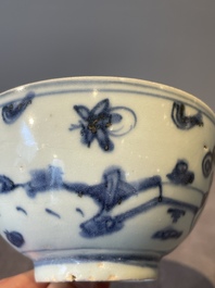 A collection of ten Chinese blue and white bowls, Ming