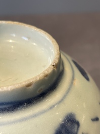 A collection of ten Chinese blue and white bowls, Ming