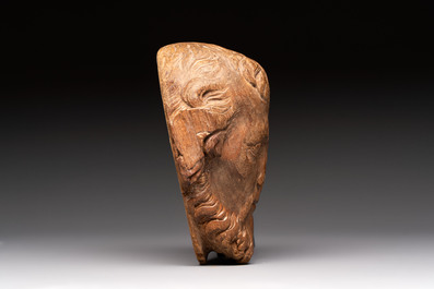 A carved limewood bearded male head, Germany, 18th C.