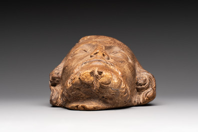 A carved limewood bearded male head, Germany, 18th C.
