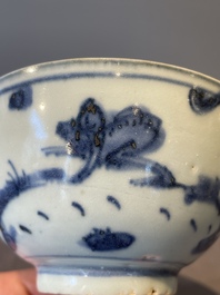 A collection of ten Chinese blue and white bowls, Ming