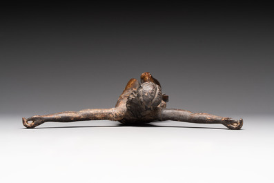 A carved wooden Corpus Christi with traces of polychromy, Spain, 16/17th C.