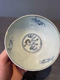 A collection of ten Chinese blue and white bowls, Ming