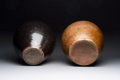A Chinese black-glazed jar and a brown-glazed jar, Ming/Qing