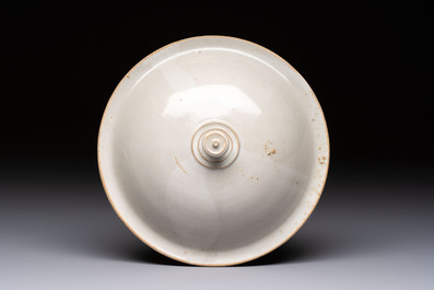 A Chinese cream-glazed pillow, a grey terracotta roof tile and a grey-glazed cover, Republic and earlier