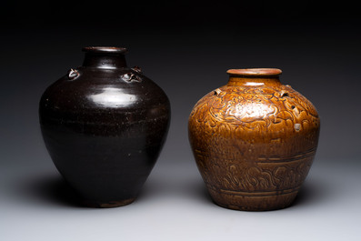 A Chinese black-glazed jar and a brown-glazed jar, Ming/Qing