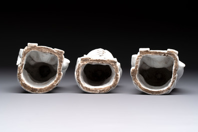 A set of three Chinese Dehua blanc de Chine 'Sanxing' figures, 20th C.