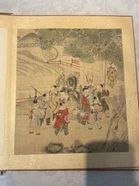 An album of 12 'playing boys' paintings, ink and colour on silk, China, 19th C.