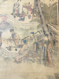 In the manner of Qian Gong 錢貢 (16/17th C.): 'Gathering of sages', ink and colour on silk, 19th C.