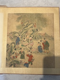An album of 12 'playing boys' paintings, ink and colour on silk, China, 19th C.