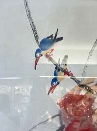 In the manner of Qi Baishi (1864-1957): 'Kingfishers Among Lotus', ink and colour on paper, signed