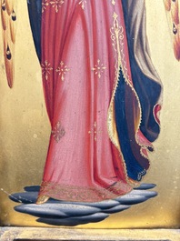 Attributed to C.L. Romoli: 'Trumpeting Angels', oil on panel, Italy, Neo-Gothic, 19th C.