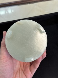 A rare Chinese archaistic jade 'chilong' tripod brush pot, 18th C.