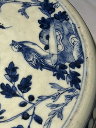 A Chinese blue and white 'birds among flowering branches' garden seat, 19th C.