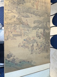 In the manner of Qian Gong 錢貢 (16/17th C.): 'Gathering of sages', ink and colour on silk, 19th C.
