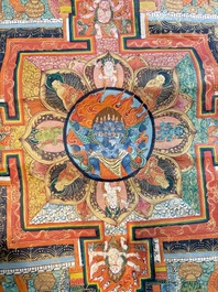 Two Tibetan thangkas depicting a Mandala and Chakras, 19th C.