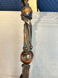 A finely carved boxwood 'vanitas' or 'memento mori' stick, 18/19th C.