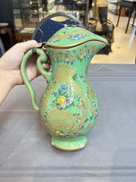 A gilt and enamelled green-ground Asurelik ewer and stand for the Ottoman market, 19th C.