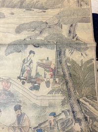 In the manner of Qian Gong 錢貢 (16/17th C.): 'Gathering of sages', ink and colour on silk, 19th C.