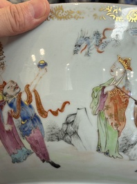A Chinese famille rose '18 Luohan' punch bowl, Qianlong