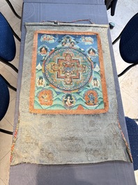 Two Tibetan thangkas depicting a Mandala and Chakras, 19th C.