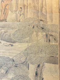 In the manner of Qian Gong 錢貢 (16/17th C.): 'Gathering of sages', ink and colour on silk, 19th C.