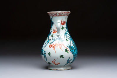 A rare Chinese polychrome Swatow 'Dragon' vase, Ming