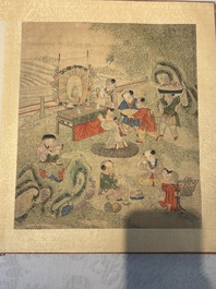 An album of 12 'playing boys' paintings, ink and colour on silk, China, 19th C.