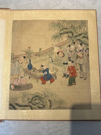 An album of 12 'playing boys' paintings, ink and colour on silk, China, 19th C.