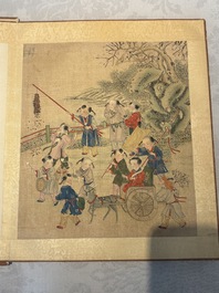 An album of 12 'playing boys' paintings, ink and colour on silk, China, 19th C.